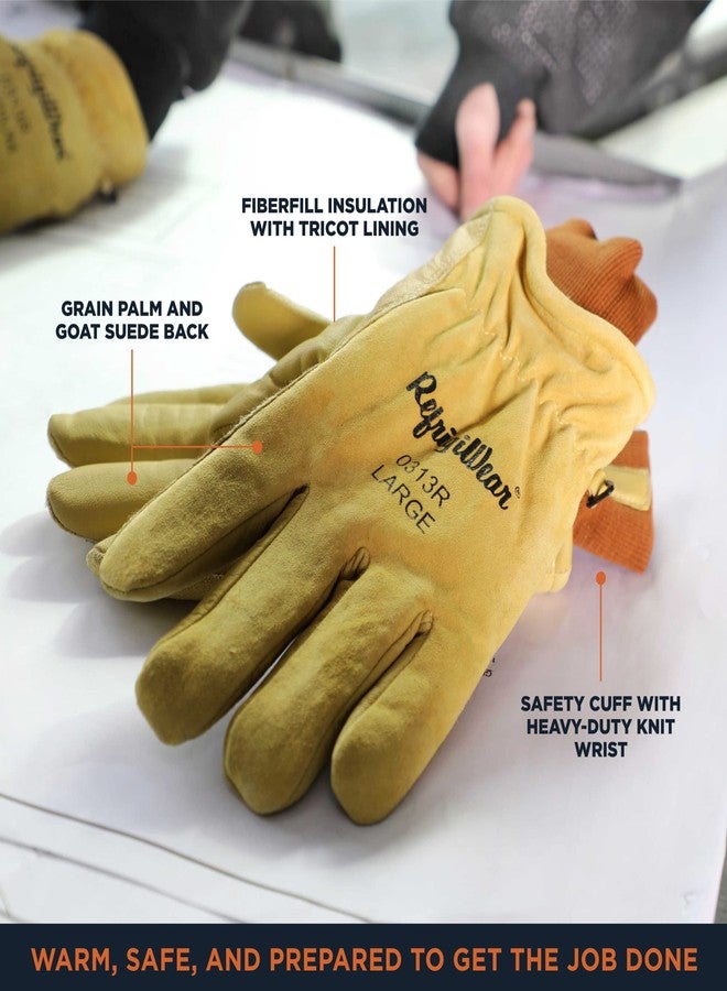 RefrigiWear Insulated Goatskin Leather Gloves, -10°F Comfort Rating, (Gold), (Large) - Image 3